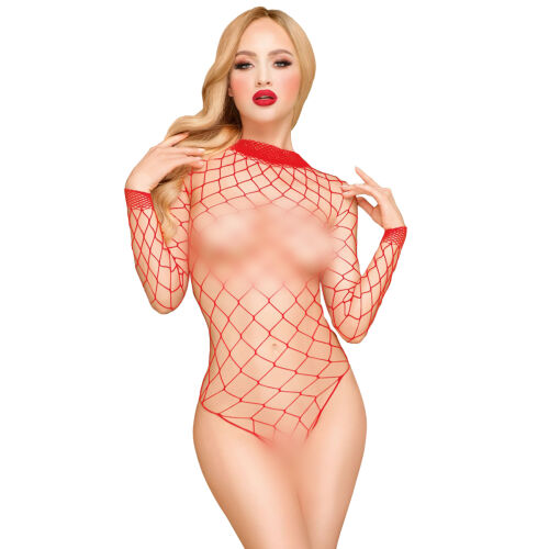 Penthouse Scandalous - сітчасте спокусливе боді червоне - 75869136
