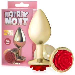 Елегантна анальна пробка Spark Rose з червоною трояндою 9 см - 76551721