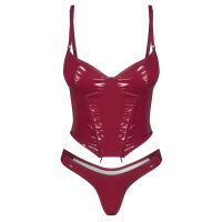 Obsessive Redya бордовий комплект білизни корсет + стрінги - 74948775 - 3