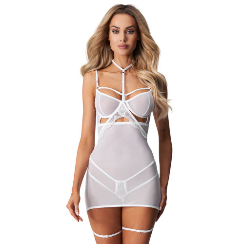 Obsessive Arrowel біла футболка + чокер і ремені на стегна - 76402025