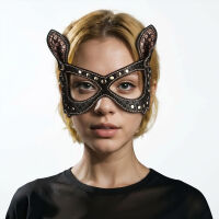 Rebellion коричнева шкіряна котяча маска на очі, чуттєвий аксесуар BDSM - 77003512 - 3