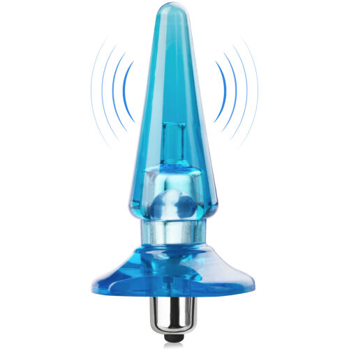 Синій анальний корок з вібраціями, гелевий плаг 7 вібрацій – 75314694