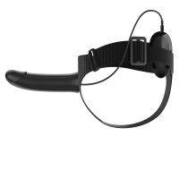 Чорний пояс strap-on з вібратором 16 см + пульт - 70043295 - 2