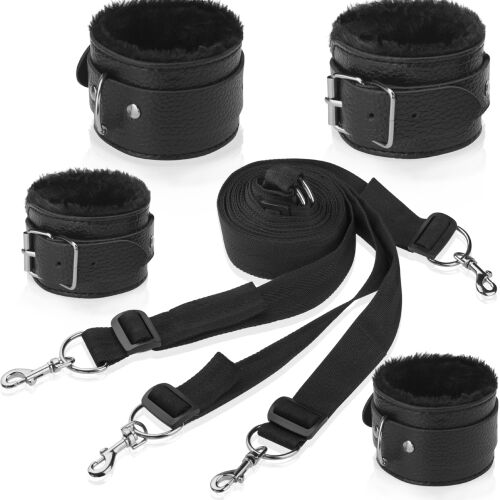 НАБОР КРЕПЛЕНИЙ К КРОВАТИ НАРУЧНИКИ НА РУКИ И НОГИ БОНДАЖ - 70516944