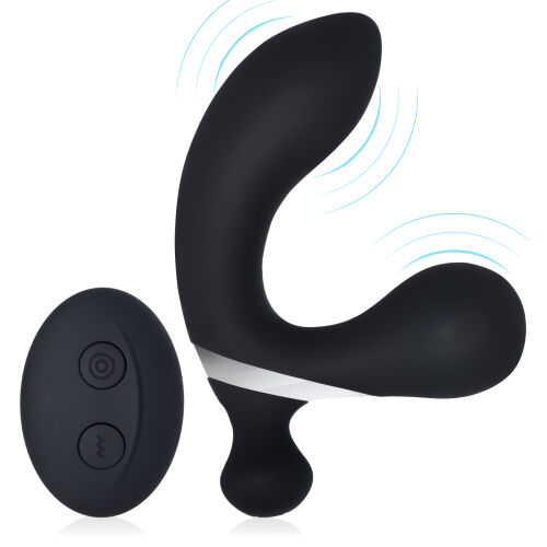Вібруючий чорний масажер простати з виступом 11 програм + пульт - 76085600