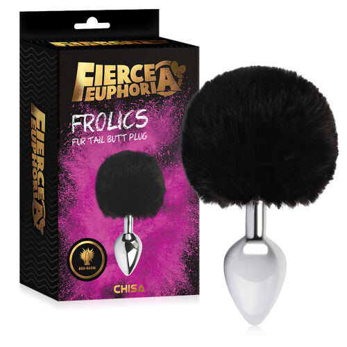 Срібний корок з чорним помпоном анал плаг - 75539723