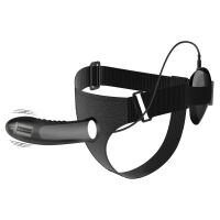 Чорний пояс strap-on з вібруючим пенісом 18,5 см пегінг - 78192200 - 3