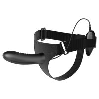 Чорний пояс strap-on з вібруючим пенісом 18,5 см пегінг - 78192200 - 7