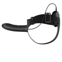 Чорний пояс strap-on з вібруючим пенісом 18,5 см пегінг - 78192200 - 8
