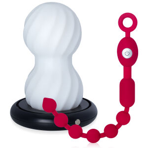 Підігріваючий мастурбатор для чоловіків з вібруючим анальним ланцюжком - 79577087
