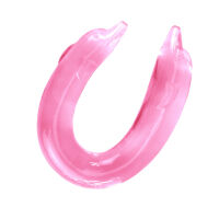 Подвійний рожевий гладкий дилдо для пар дельфін 30 см - 76417885 - 2